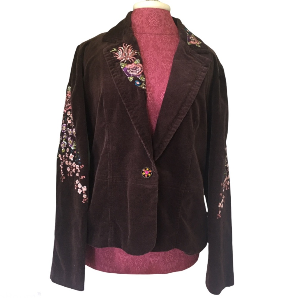 Too She She Brown Embroidered Jacket, EUC
